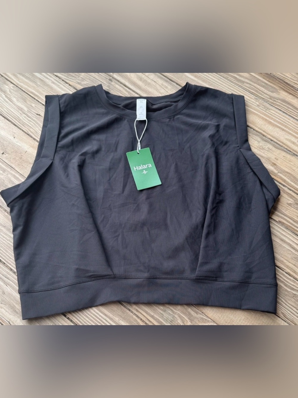 Halara Round Neck Ruched Skinny Cropped Casual Tank Top Cropped Tank Top Black X